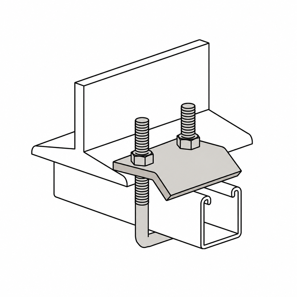 Wesanco W5709EG U-Bolt Beam Clamp, Short, Import (Use in Pairs)