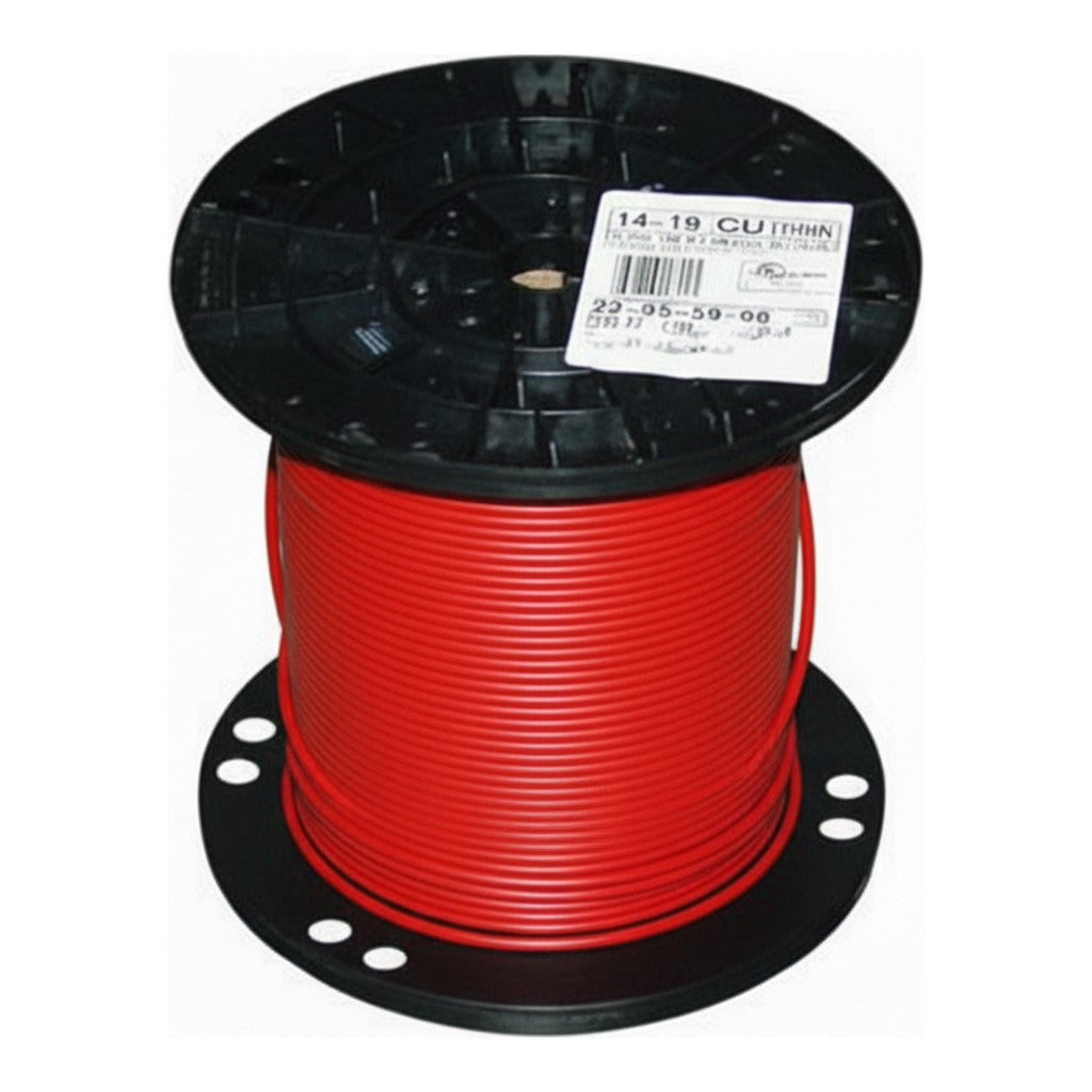 THHN/THWN-2 Building Wire, Single Conductor, 4 AWG, 600V, Red, 500 ft. Roll