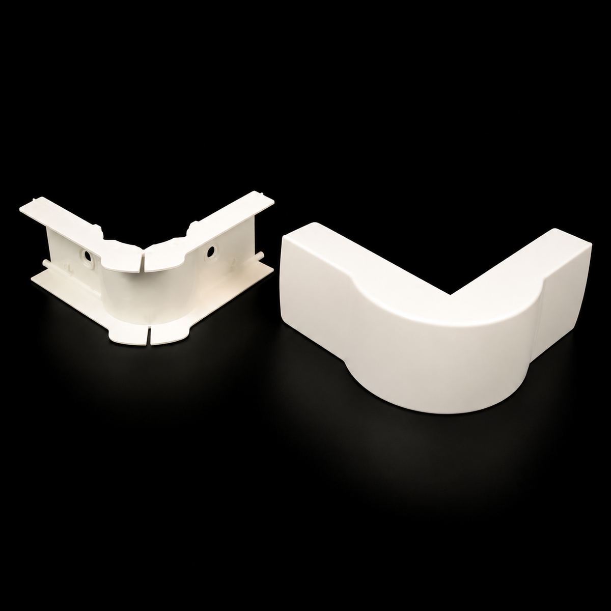 Wiremold® 818-WH External Non-Metallic Raceway Elbow, 90 deg Bend, 7/16 x 1-5/16 in OD, For Use With 800 Series Raceway, PVC, White