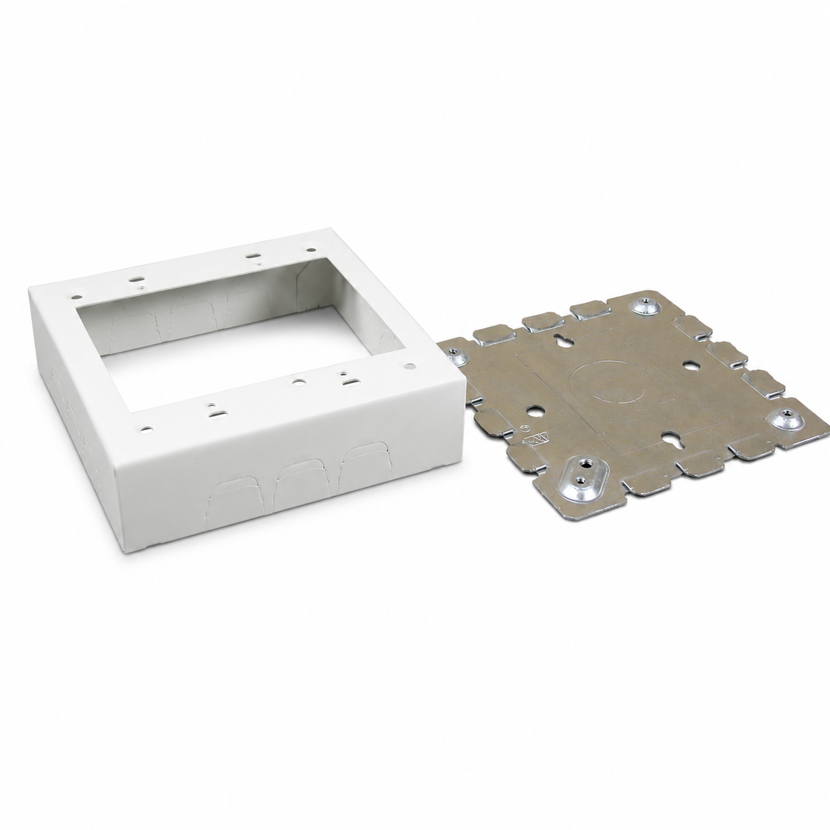 Wiremold® V5748-2 2-Gang Device Box, 4-3/4 in L x 4-3/4 in W x 1-3/4 in H, Steel, Ivory/White