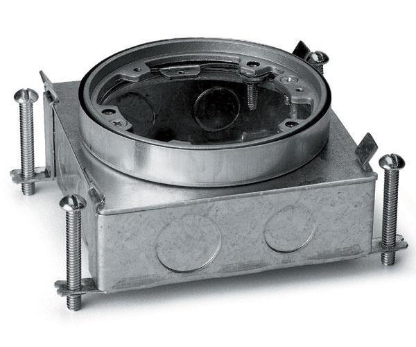 Wiremold® 885B Concrete Tight Shallow Floor Box, Steel, 29.5 cu-in Capacity, 6 Knockouts, 4-13/16 in L x 4-13/16 in W x 2-7/16 in H