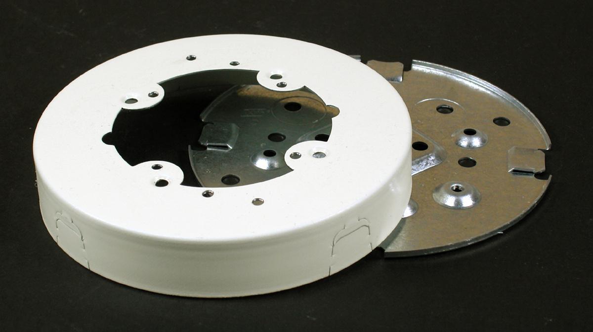 Wiremold® V5738AF Solid Base Fan Box, 5-1/2 in L x 5-1/2 in W x 1 in H, Steel, Ivory