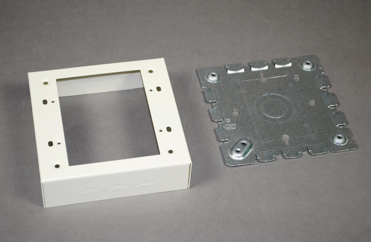 Wiremold® V5747-2 2-Gang Shallow Device Box, 4-3/4 in L x 4-3/4 in W x 1-3/8 in H, Steel, Ivory/White