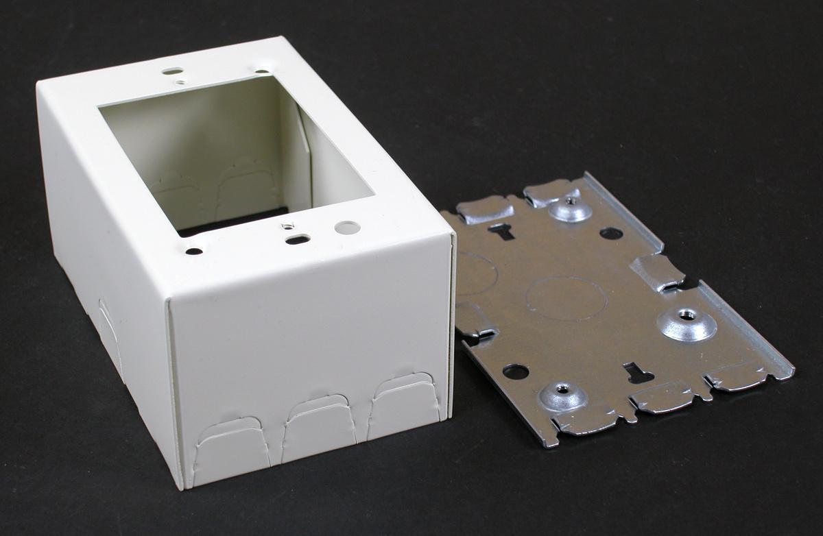 Wiremold® V5747 Shallow Device Box, 4-5/8 in L x 2-7/8 in W x 1-3/8 in H, Steel, Ivory/White