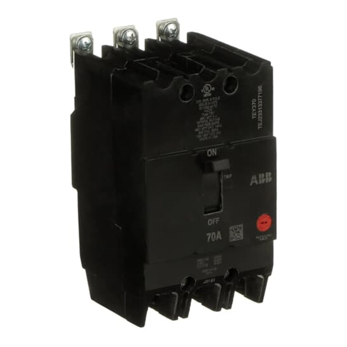 ABB Q-Line TEY370 3-pole 70 A thermal-magnetic circuit breaker, 480Y/277 VAC, bolt-on