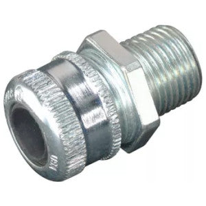 Crouse-Hinds CGB192 Form B Straight Cable Gland Cord Connector, 1/2 in Trade, 1/8 to 1/4 in Cable Openings, Aluminum, Electro-Plated Zinc/Chromate Coated