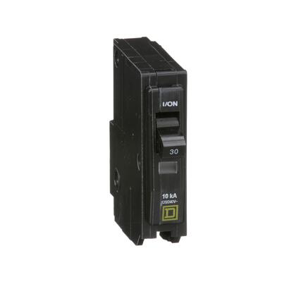 Square D™ QO130 QO™ Standard Miniature Circuit Breaker, 120/240 VAC, 48 VDC, 30 A, 10 kA Interrupt, 1 Pole, Thermal/Magnetic Trip