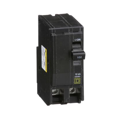 Square D™ QO2100 QO™ Standard Miniature Circuit Breaker, 120/240 VAC, 48 VDC, 100 A, 10 kA Interrupt, 2 Poles, Common/Thermal Magnetic Trip