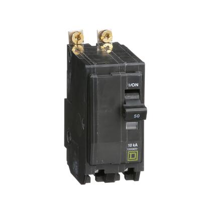 Square D™ QOB250 QO™ Standard Miniature Circuit Breaker, 120/240 VAC, 50 A, 10 kA Interrupt, 2 Poles, Common/Thermal Magnetic Trip, Bolt-On
