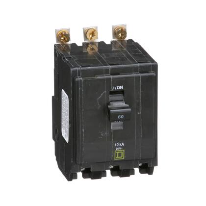 Square D™ QOB360 QO™ Standard Miniature Circuit Breaker, 120/240 VAC, 60 A, 10 kA Interrupt, 3 Poles, Common/Thermal Magnetic Trip, Bolt-On