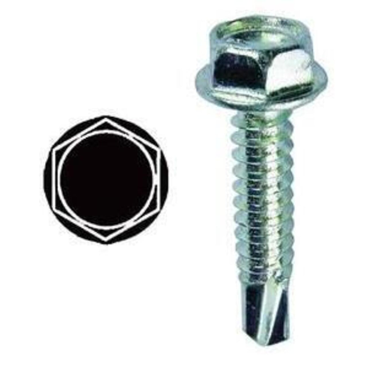 #10 x 2 Self-Drilling Hex Head Screw, Zinc Plated