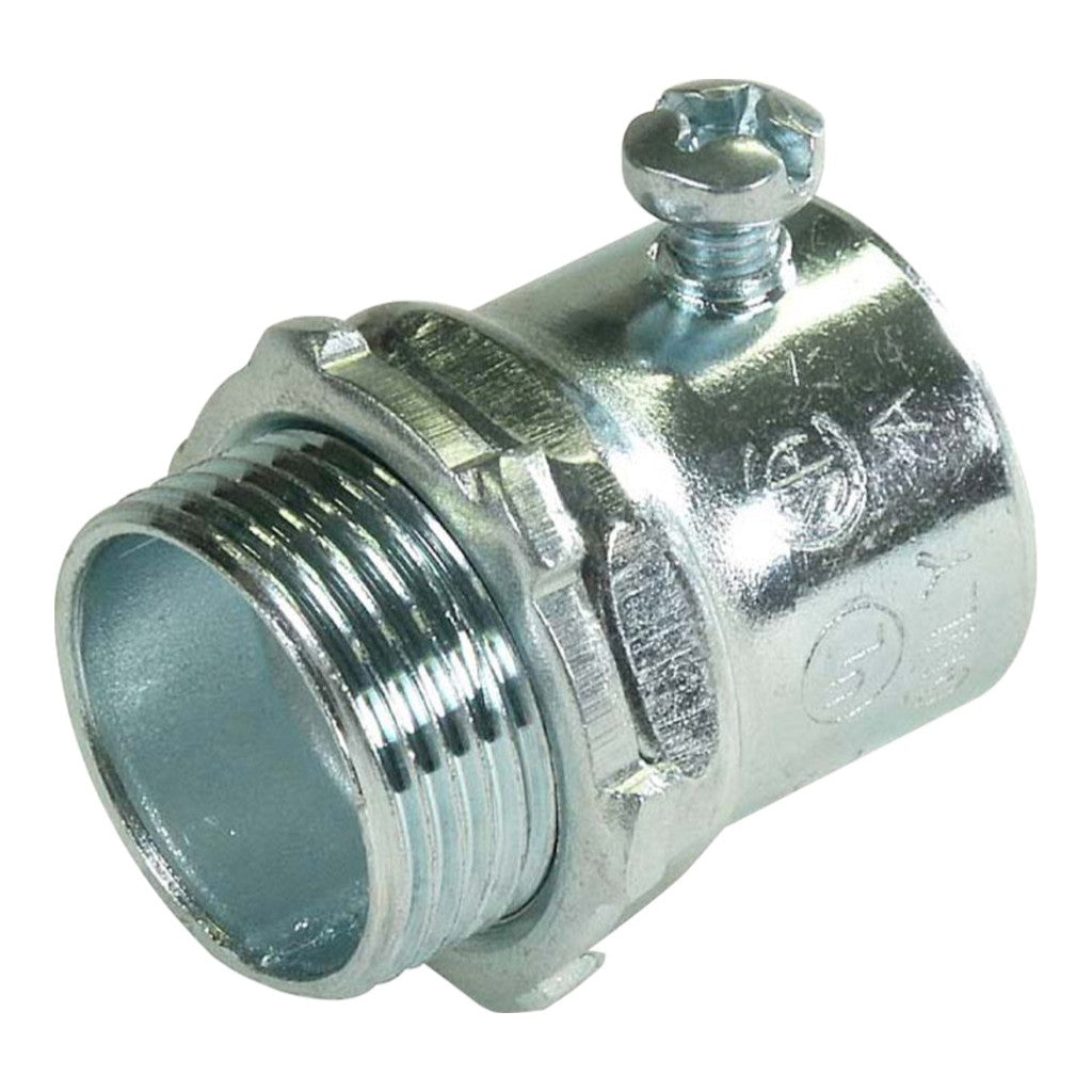 Steel City® TC121A EMT Set-Screw Connector, 1/2 in, Non-Insulated, Zinc Plated Steel
