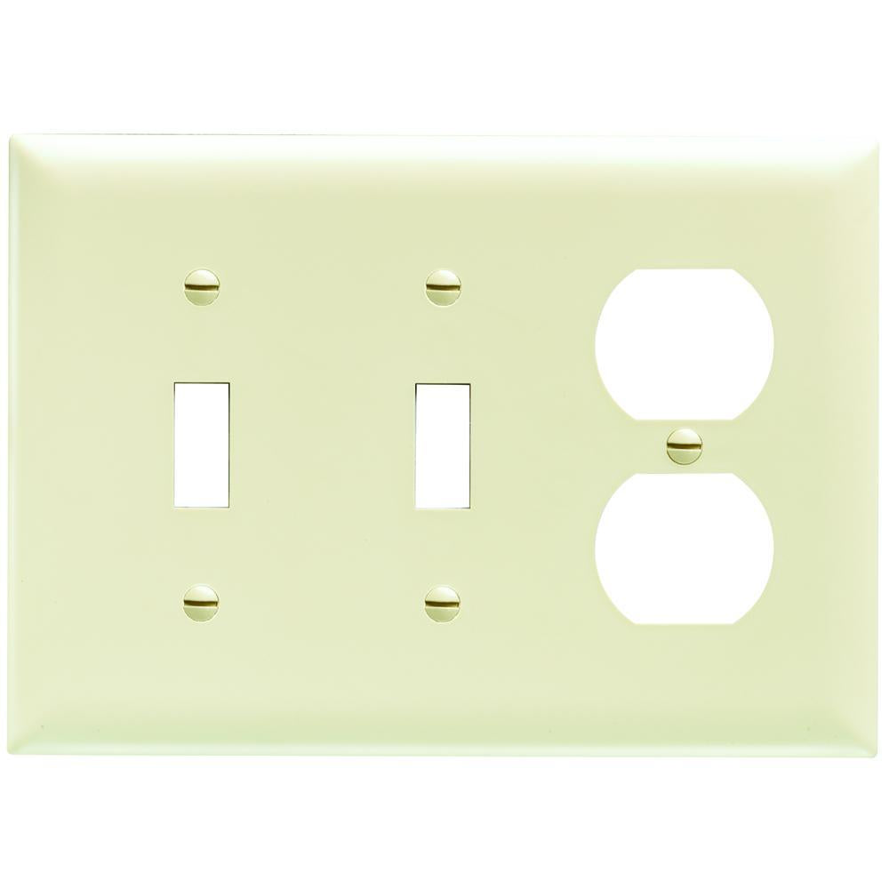 TradeMaster TP28I TP Series Standard Combination Wall Plate, 3 Gangs, 4.7 in, Thermoplastic, Ivory