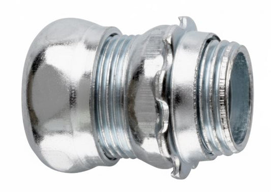 Steel City® 12COMPCONN EMT Compression Connector, 1/2 in, Non-Insulated, Zinc Plated Steel