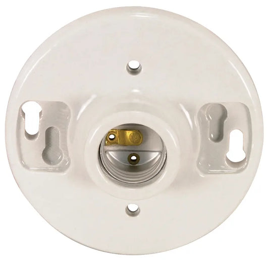 SATCO® 90-445 Keyless Ceiling Receptacle, 250 VAC, Glazed Porcelain