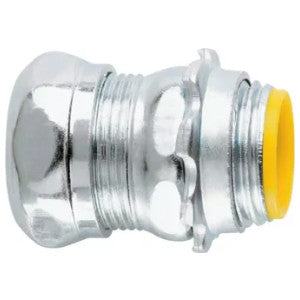 EATON Crouse-Hinds 1650 Insulated Straight Compression Connector, 1/2 in Trade, For Use With EMT Conduit, Steel, Zinc Plated