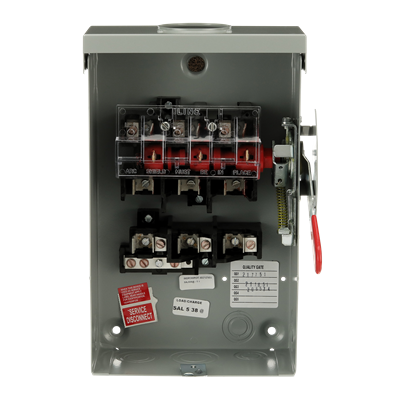 GE Spec-Setter TG4322R TG Series Fusible General Duty Safety Switch, 240 VAC, 60 A, 3 hp Standard Fuse/10 hp Time Delay, 3 Poles