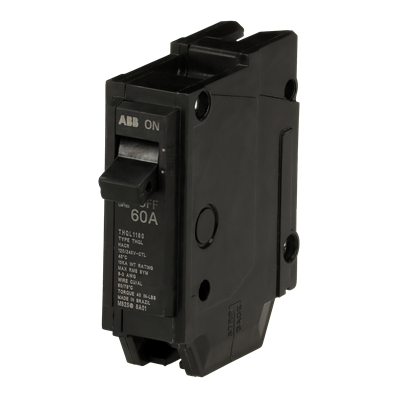 GE Q-Line® THQL1160 Type THQL Compact Molded Case Circuit Breaker, 120/240 VAC, 60 A, 10 kA Interrupt, 1 Pole, Thermal Magnetic/LI/Non-Interchangeable Trip