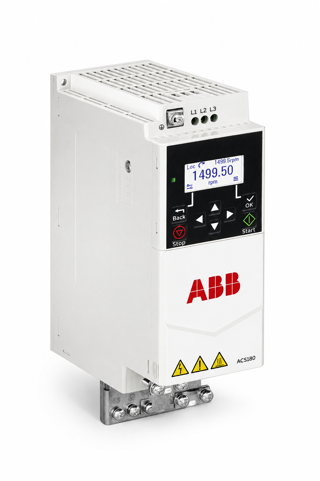 ABB ACS180-04S-09A4-4 VFD, 5 HP, 9.4 A, 380-480 VAC, 3 Phase, R1 Frame