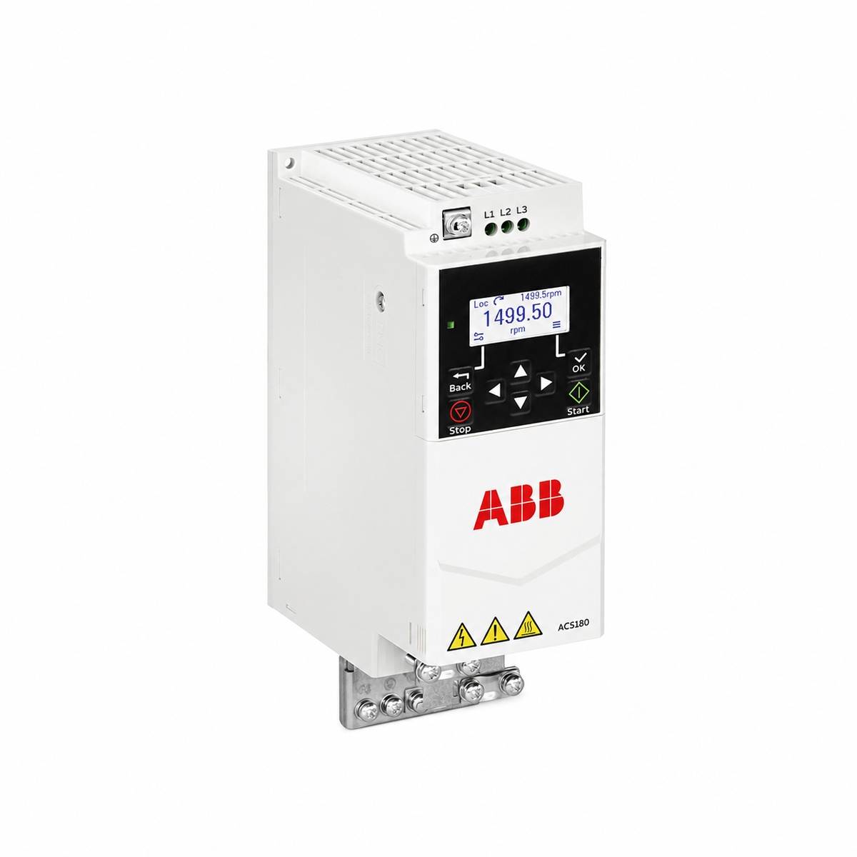 ABB ACS180-04S-09A4-4 VFD, 5 HP, 9.4 A, 380-480 VAC, 3 Phase, R1 Frame