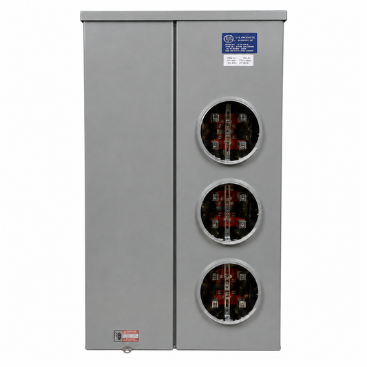 ASF® Meter Bank (R), 3-Socket, 100 A, 1-Phase, Aerial Overhead, Galvanized Steel