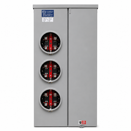 ASF® Meter Bank (L), 3-Socket, 100 A, Single-Phase, Overhead, Galvanized Steel