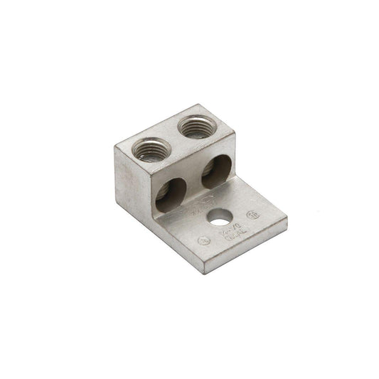 BURNDY® K2A25U K2A-U Dual Rated Universal Mechanical Bolted Lug and Terminal, 14 to 1/0 AWG Copper/Stranded Aluminum Conductor, 1/4 in Stud, 1 Bolt Hole, Aluminum