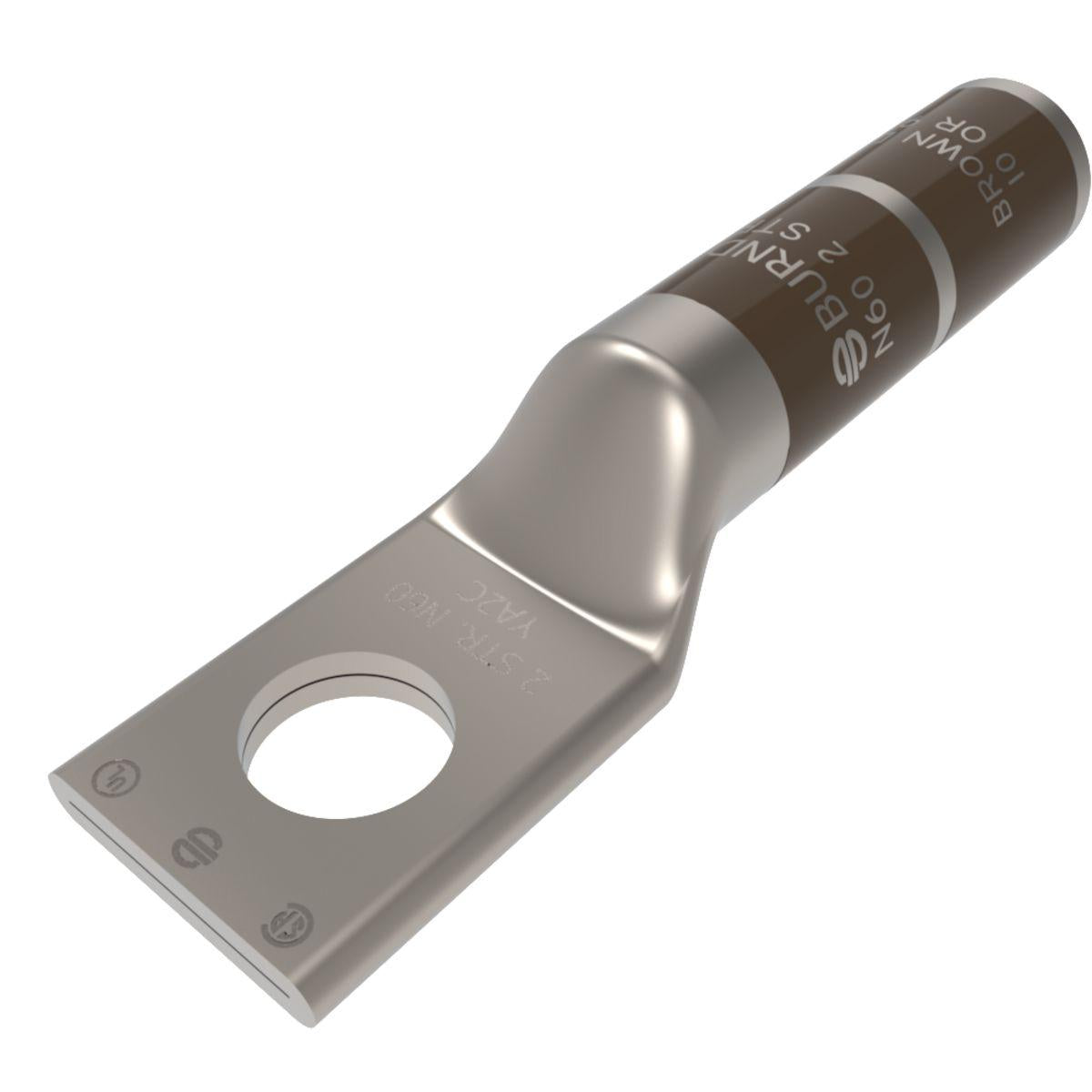 BURNDY® HYLUG™ YA2C YA Series 1-Hole Compression Lug, 2 AWG Stranded Copper Conductor, Die Code: 10, 5/16 in Stud, Tin Plated Copper