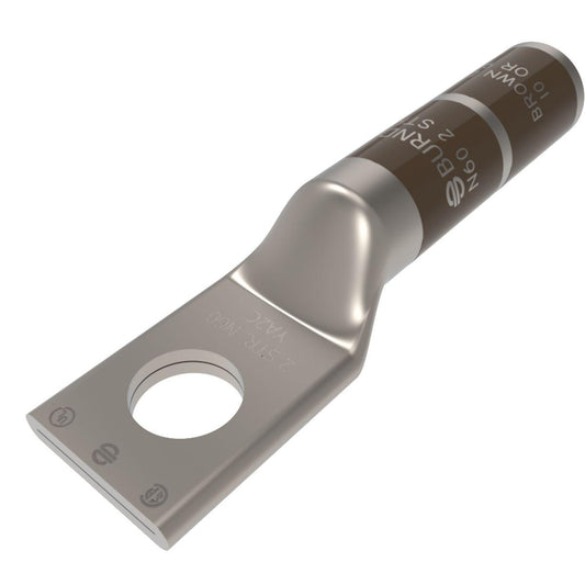 BURNDY® HYLUG™ YA2C YA Series 1-Hole Compression Lug, 2 AWG Stranded Copper Conductor, Die Code: 10, 5/16 in Stud, Tin Plated Copper