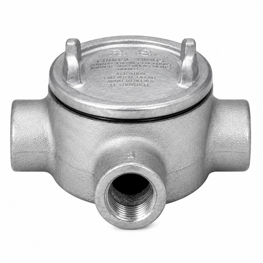 Eaton Crouse-Hinds GUAT26-SA GUA Condulet Outlet Box with Cover, T Shape, 3/4 in. Trade Size, Copper-Free Aluminum