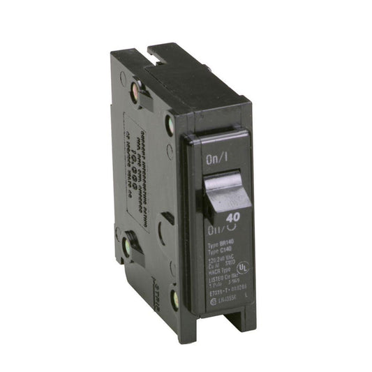 EATON BR140 Type BR Circuit Breaker, 120/240 VAC, 40 A, 10 kA Interrupt, 1 Pole, LI Trip
