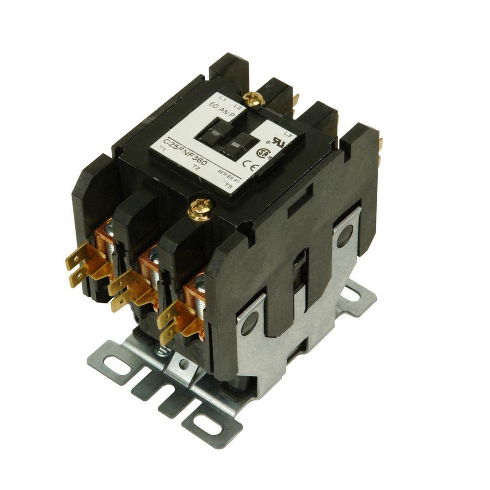 EATON C25FNF360A F-Frame Non-Reversing Definite Purpose Contactor, 110 to 120 VAC Coil, 60 A Inductive/75 A Resistive, 3 Poles
