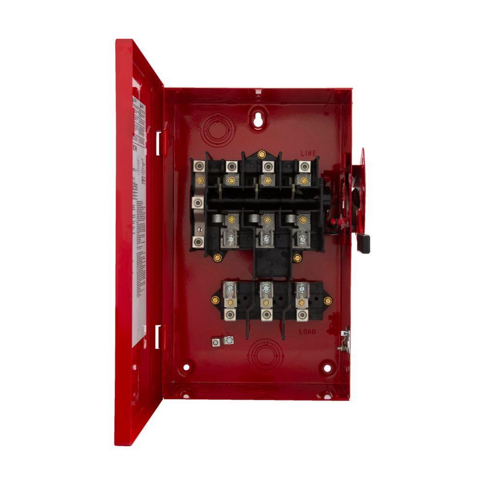 EATON DG322NGB DG Series Cartridge Fusible General Duty Safety Switch, 240 VAC, 60 A, 3 to 10 hp, 7-1/2 to 15 hp, TPST Contact, 3 Poles