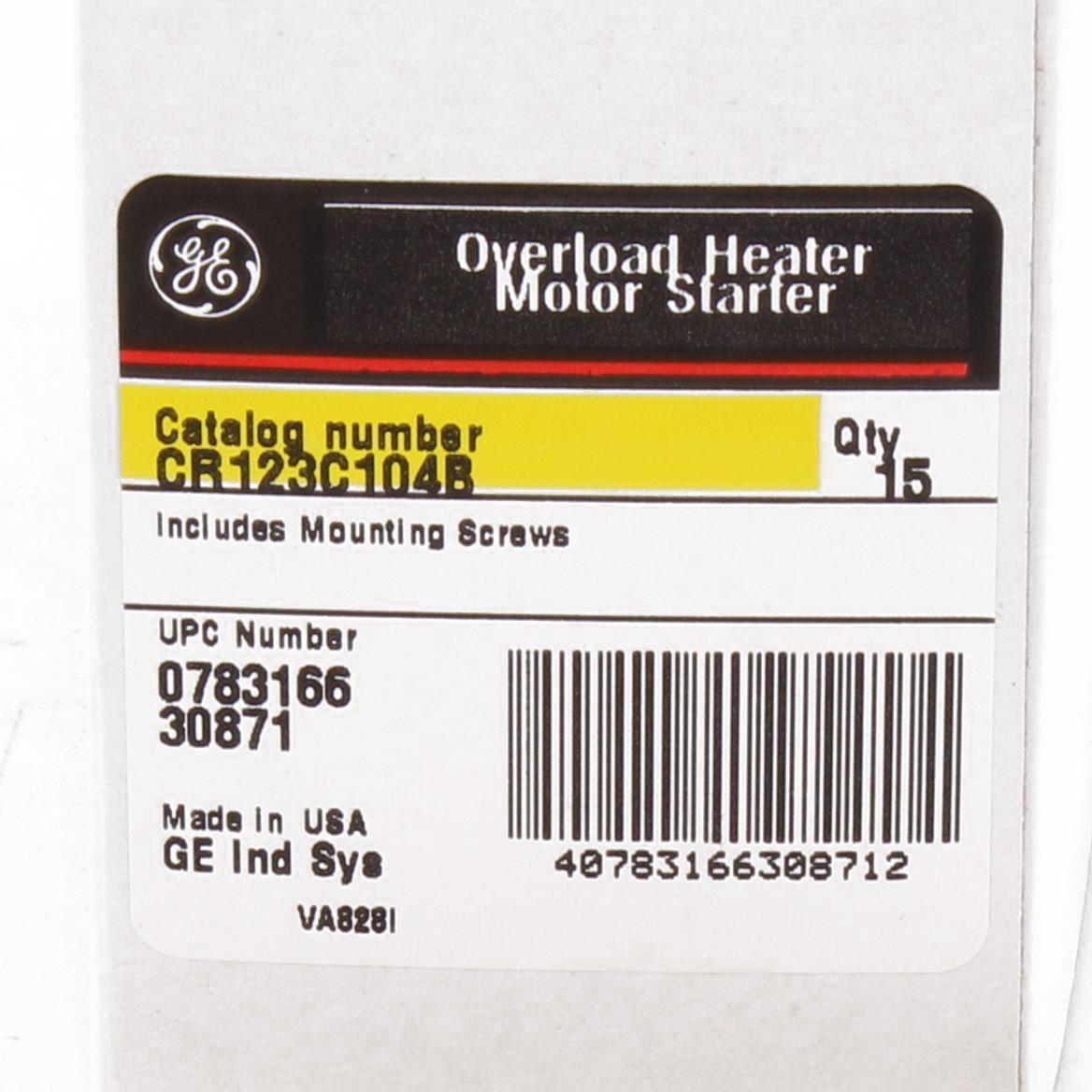 GE CR123C104B 1/3-Phase Overload Relay Heater