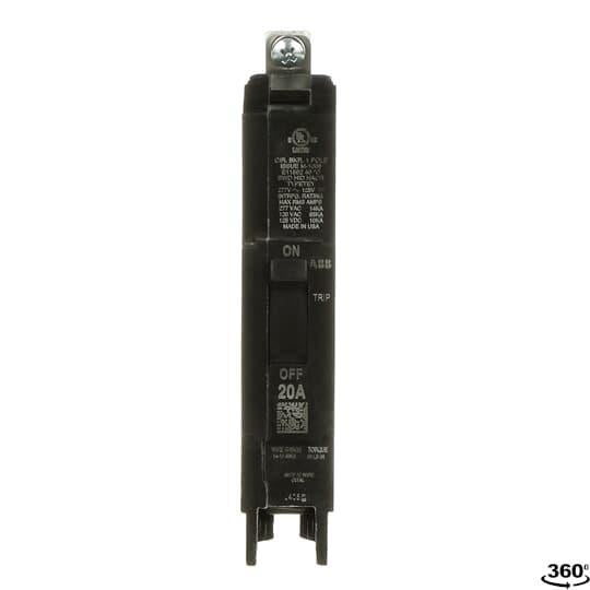 GE TEY120 Q-Line® Lighting Panel Circuit Breaker, 277 VAC, 20 A, 14 kA Interrupt, 1 Pole, LI/Non-Interchangeable Trip