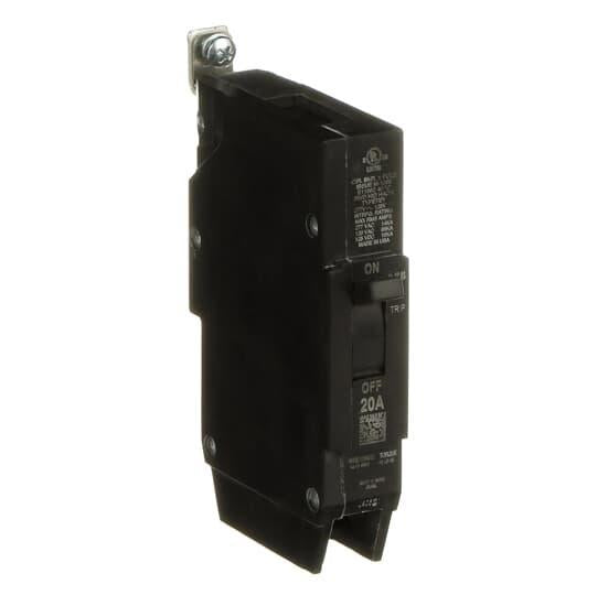 GE TEY120 Q-Line® Lighting Panel Circuit Breaker, 277 VAC, 20 A, 14 kA Interrupt, 1 Pole, LI/Non-Interchangeable Trip