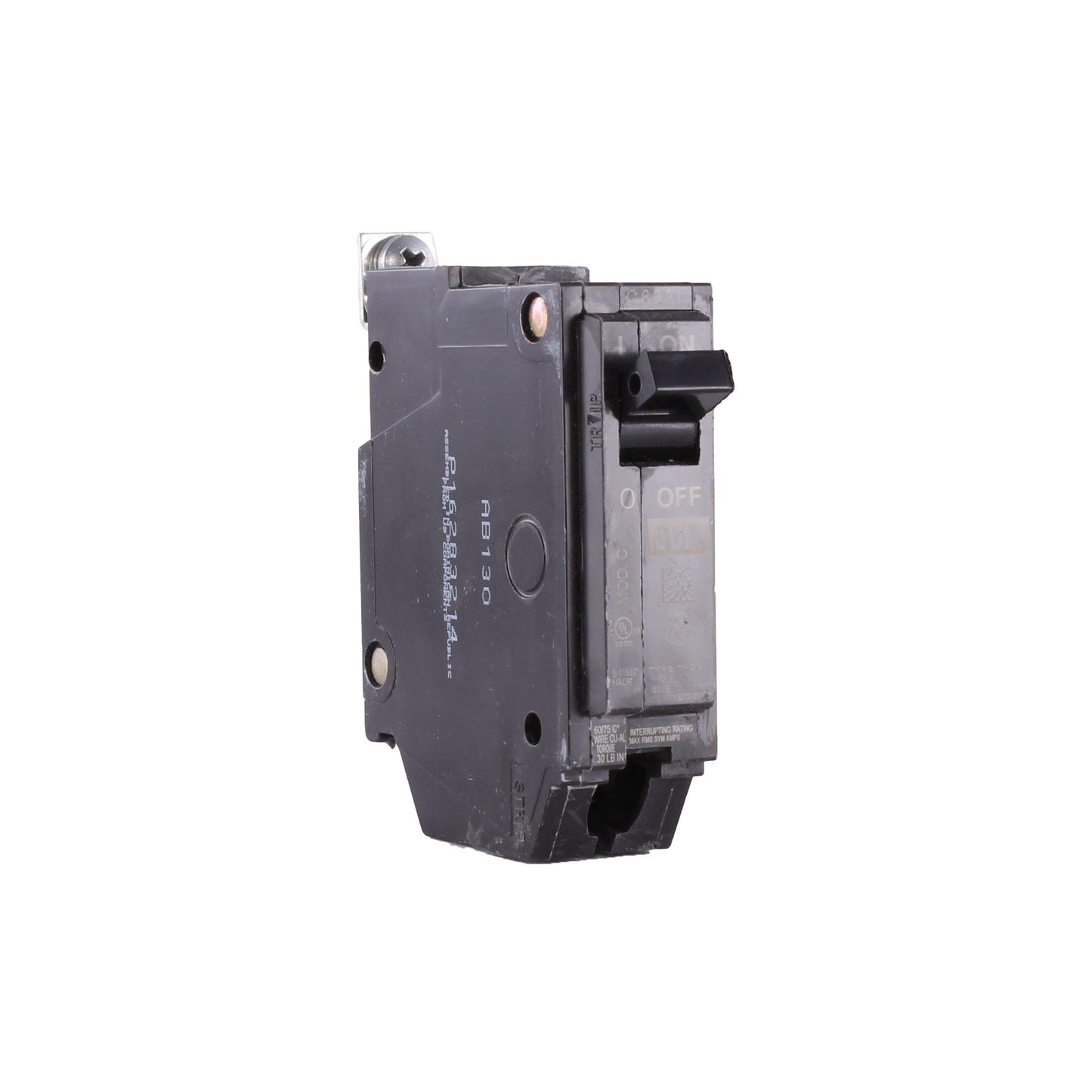 GE Q-Line® THQB1130 Miniature Circuit Breaker, 120/240 VAC, 30 A, 10 kA Interrupt, 1 Pole, LI/Non-Interchangeable Trip
