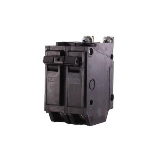 GE Q-Line® THQB21100 Miniature Circuit Breaker, 120/240 VAC, 100 A, 10 kA Interrupt, 2 Poles, LI/Non-Interchangeable Thermal Magnetic Trip