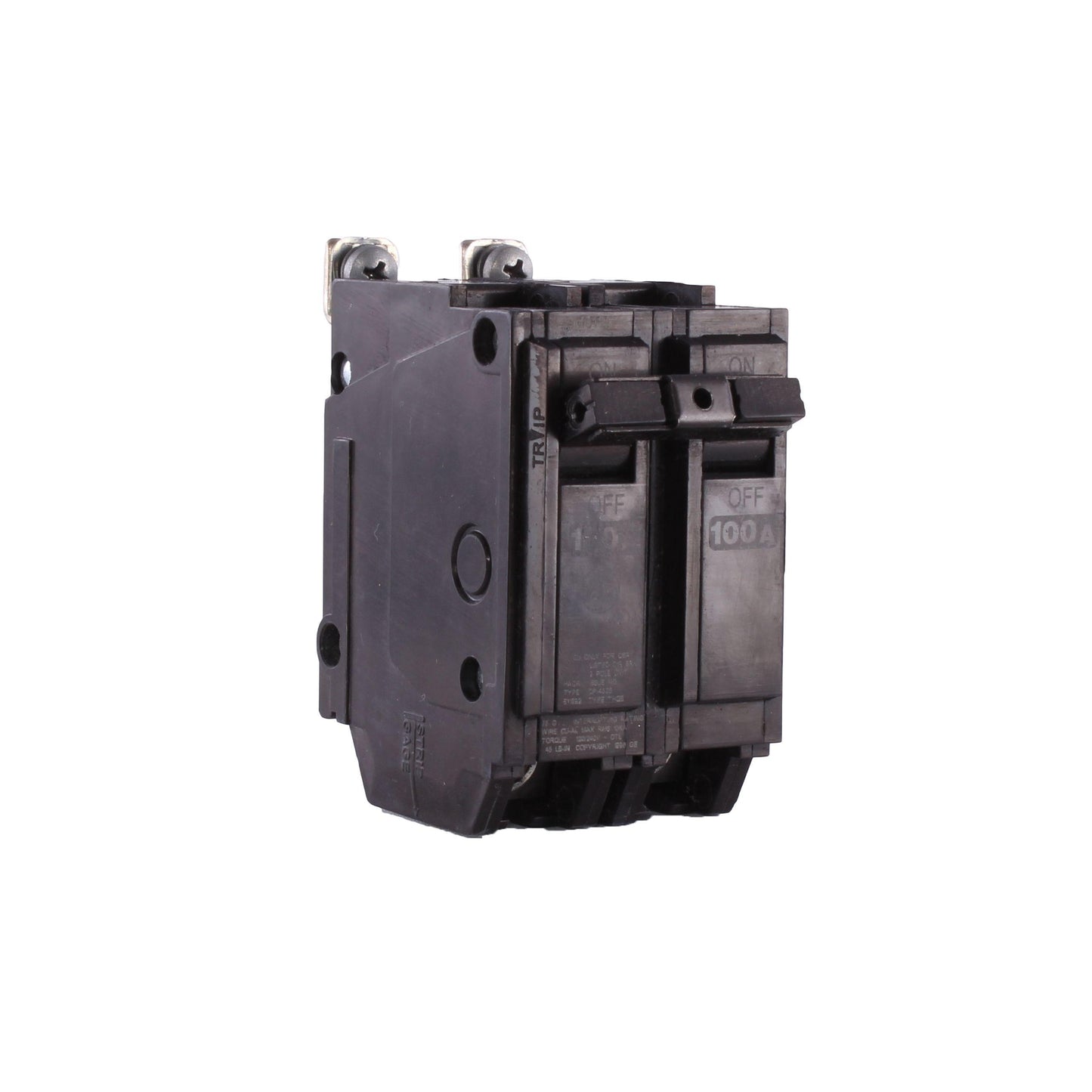 GE Q-Line® THQB21100 Miniature Circuit Breaker, 120/240 VAC, 100 A, 10 kA Interrupt, 2 Poles, LI/Non-Interchangeable Thermal Magnetic Trip