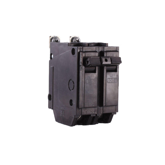 GE Q-Line® THQB21100 Miniature Circuit Breaker, 120/240 VAC, 100 A, 10 kA Interrupt, 2 Poles, LI/Non-Interchangeable Thermal Magnetic Trip