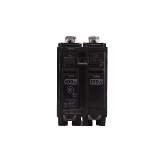 GE Q-Line® THQB21100 Miniature Circuit Breaker, 120/240 VAC, 100 A, 10 kA Interrupt, 2 Poles, LI/Non-Interchangeable Thermal Magnetic Trip