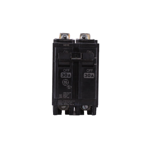GE THQB2130 Type THQB Molded Case Miniature Circuit Breaker, 120/240 VAC, 30 A, 10 kA Interrupt, 2 Poles, Common/LI/Thermal Magnetic Trip