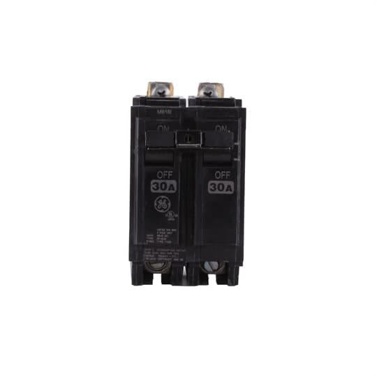 GE THQB2130 Type THQB Molded Case Miniature Circuit Breaker, 120/240 VAC, 30 A, 10 kA Interrupt, 2 Poles, Common/LI/Thermal Magnetic Trip