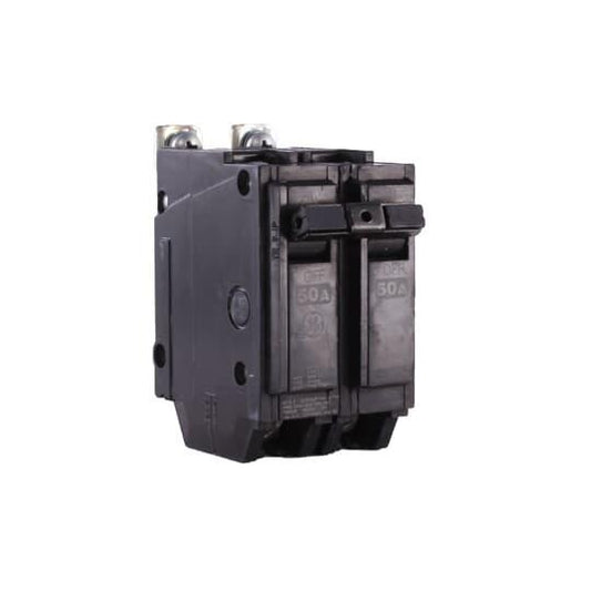 GE Q-Line® THQB2150 Miniature Circuit Breaker, 120/240 VAC, 50 A, 10 kA Interrupt, 2 Poles, LI/Non-Interchangeable Trip
