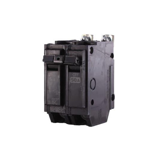 GE Q-Line® THQB2150 Miniature Circuit Breaker, 120/240 VAC, 50 A, 10 kA Interrupt, 2 Poles, LI/Non-Interchangeable Trip