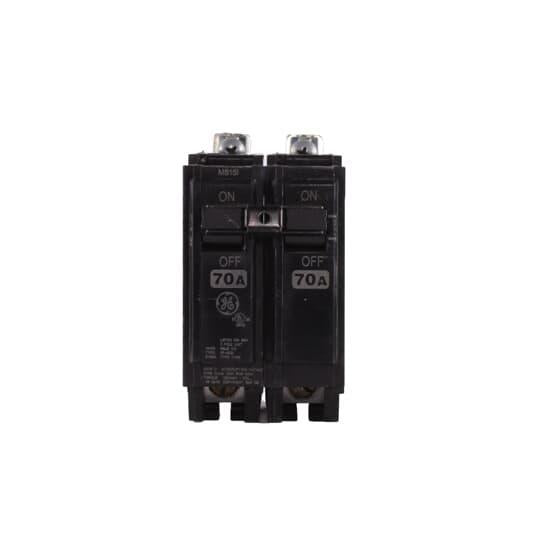 GE THQB2170 Type THQB Molded Case Miniature Supplementary Protector, 120/240 VAC, 70 A, 10 kA Interrupt, 2 Poles, LI/Thermal Magnetic Trip