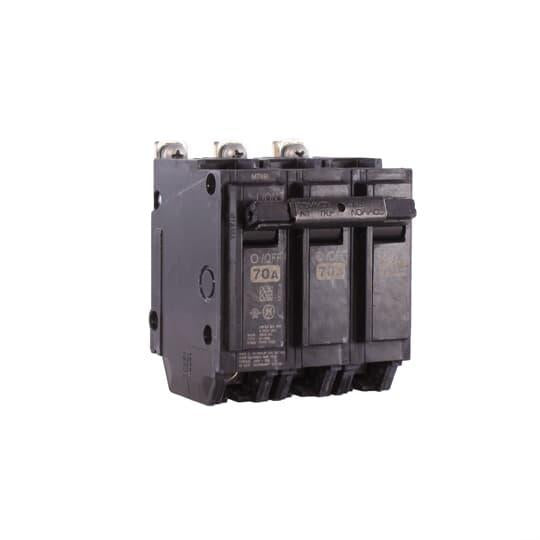 GE THQB32070 Type THQB Molded Case Miniature Supplementary Protector, 240 VAC, 70 A, 10 kA Interrupt, 3 Poles, Common/LI/Thermal Magnetic Trip