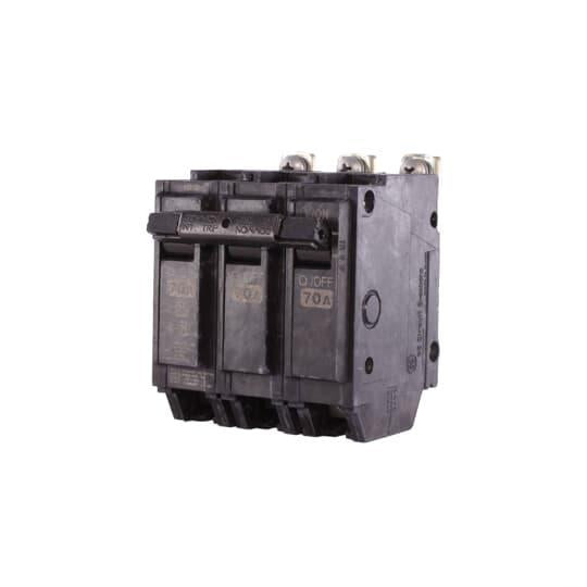 GE THQB32070 Type THQB Molded Case Miniature Supplementary Protector, 240 VAC, 70 A, 10 kA Interrupt, 3 Poles, Common/LI/Thermal Magnetic Trip