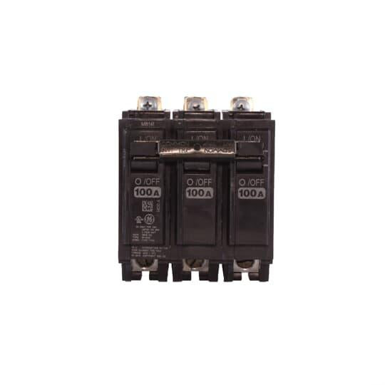 GE Q-Line® THQB32100 Miniature Circuit Breaker, 120/240 VAC, 100 A, 10 kA Interrupt, 3 Poles, LI/Non-Interchangeable Thermal Magnetic Trip