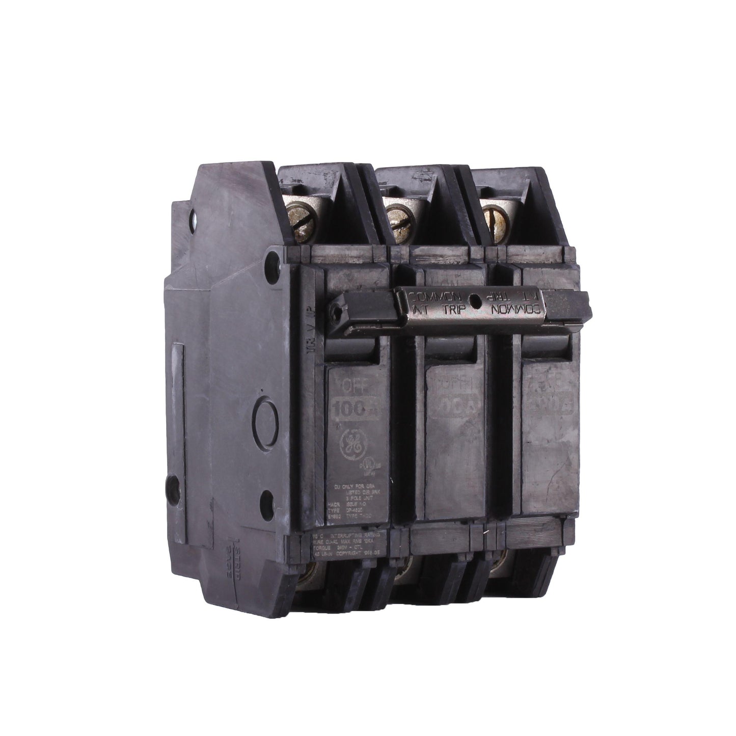 GE Q-Line® THQC32100WL Type THQC Compact Molded Case Circuit Breaker With Copper/Aluminum Line and Load Lug, 240 VAC, 100 A, 10 kA Interrupt, 3 Poles, Non-Interchangeable Thermal Magnetic/LI Trip